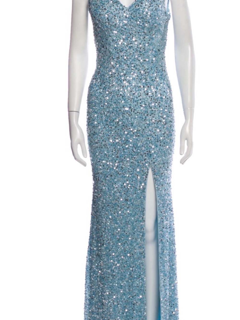 Mac Duggal Shimmering Light Blue Sequin Gown